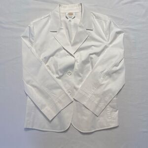 Talbots White Cotton Blazer Women’s Size 14 Two Button Polished Classic